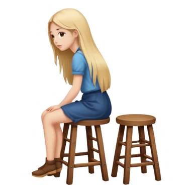 The girl is sitting on a stool facing full backwards. sticker