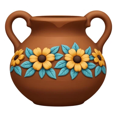 clay pottery with motive sticker