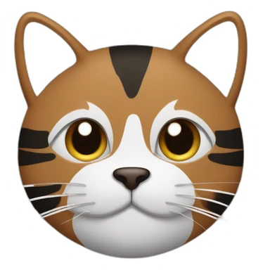 Brown cat with black stripes and white mustache and the contour of the white mouth with a brush sticker