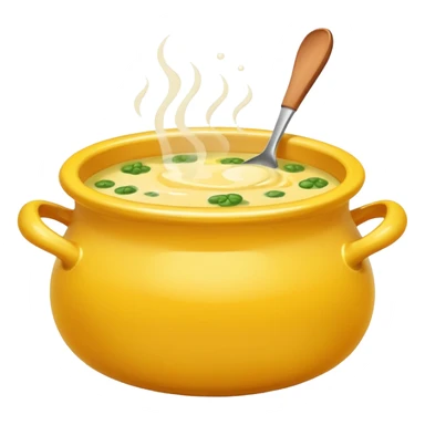 yellow pot with soup sticker