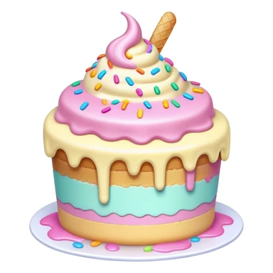 Melted kawaii pastel ice cream cake sticker