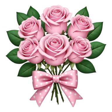 A bouquet of light pink roses with a polka-dot bow. sticker