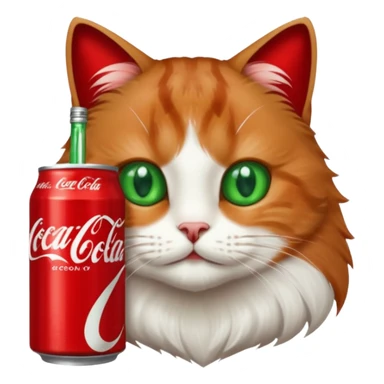 A cat head on a Coca Cola can sticker