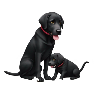 Black lab littermates playing tug of war sticker