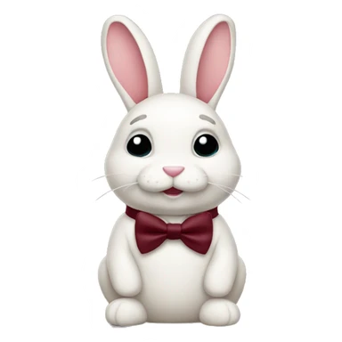Sitting down. Crème bunny. Burgundy bow tie sticker
