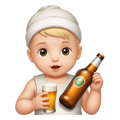 baby with alcohol bottle sticker