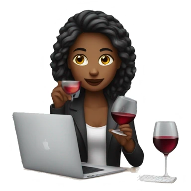 designer - girl working on macbook pro drinking a glass of red wine sticker