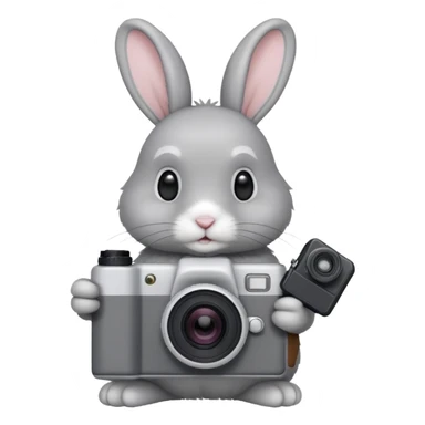 gray rabbit white camera sticker