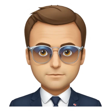 Emanuel Macron avec des lunettes de soleil qui dit : for sur  sticker