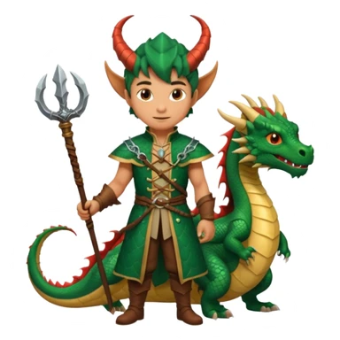 a dragon tamer with a whip in his hand in medieval time with a dragon next to him sticker