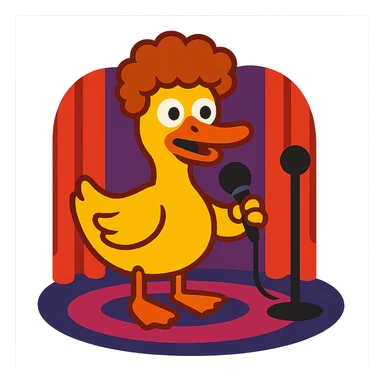 duck with Jeff Ross's hair, on a comedy stage sticker