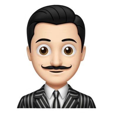 Design Gomez Addams in a striped suit with slick hair & quirky smile. sticker