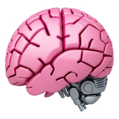 3d pink robotic brain in a form of earth from an angled perspective sticker