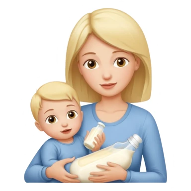 Mom feeding baby with milk sticker