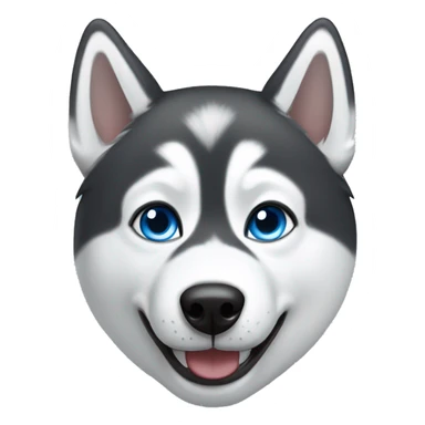 Husky with one brown eye and one blue eye smiling with tongue sticking out to side  sticker