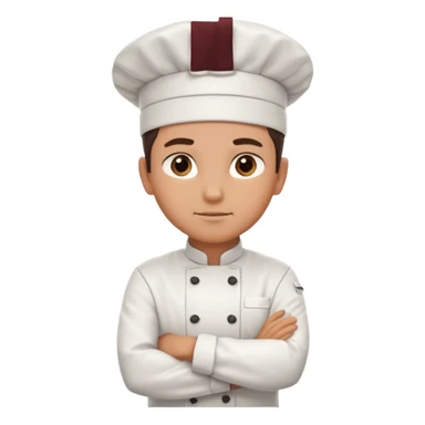 Serious Head Chef – arms crossed, clean uniform, focused expression sticker
