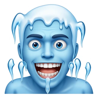 Shivering blue face with chattering teeth and icicles sticker