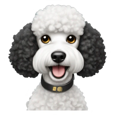 black and white poodle with non-alcoholic beer sticker
