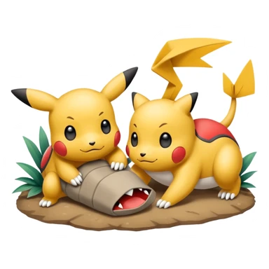 2 friendly pokemans one fell down and the other is helping the other get up  sticker