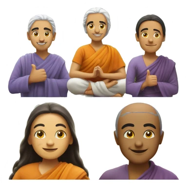 Create 5 Emoji's 1. Babaji Smile
2. Meditating Babaji
3. Wow Expression
4. OM Symbol
5. Thumbs Up Babaji emoji sticker
