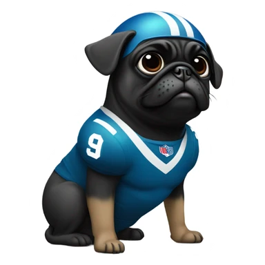 Black pug in a football uniform sticker