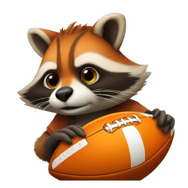 Orange raccoon holding football sticker