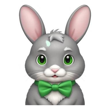 grey bunny with green bowtie sticker