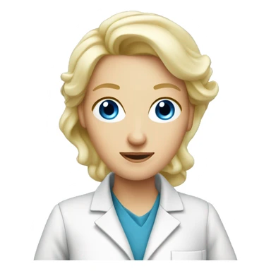 Blonde blue eyes Women scientist holding flask sticker