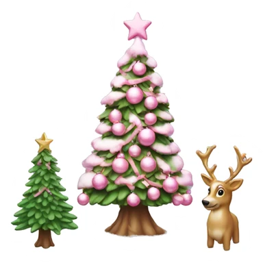 christmas tree with snow and pals pink ornaments  sticker