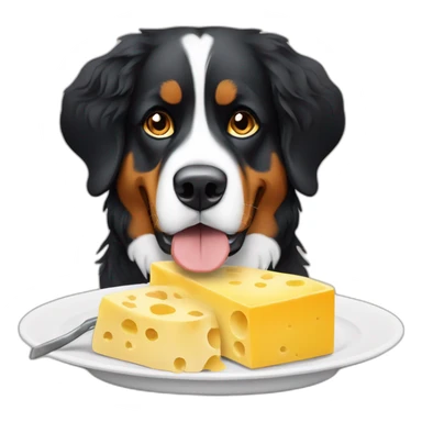Bernese mountain dog fixing swiss cheese fondue sticker