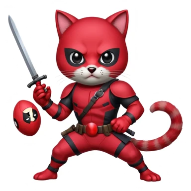 Epic cat ninja with two swords and dog with bubble gum hand looking like Deadpool holding a football with the egg ready for some action  sticker