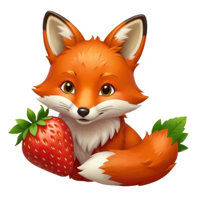 fox eating strawberries sticker