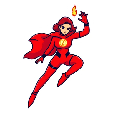 woman in red costume with glowing red magic powers sticker