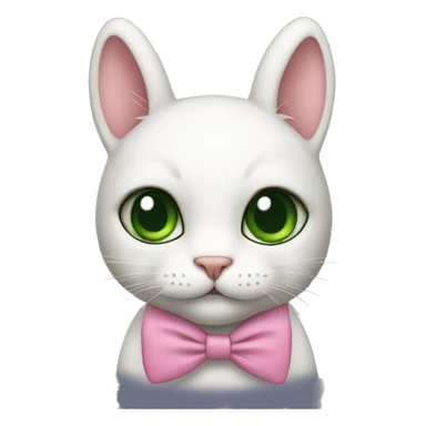 Cat in a bunny costume with pink bow tie and dark green eyes sticker