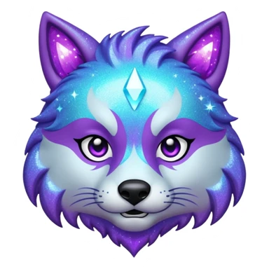 glitter purple and cian lobo sticker