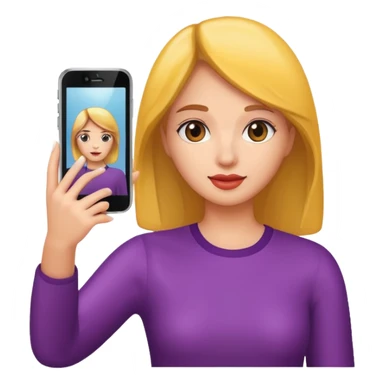mirror reflection woman holding her phone having selfie sticker
