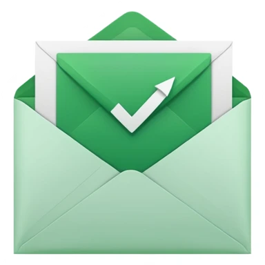 a letter with green checkbox inside the white envelop sticker