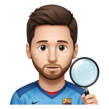Messi de perfil mirando con una lupa de sticker