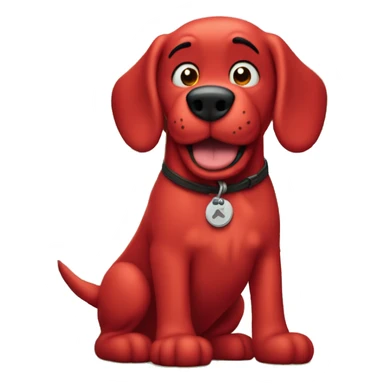 Clifford the big red dog next to a tree sticker