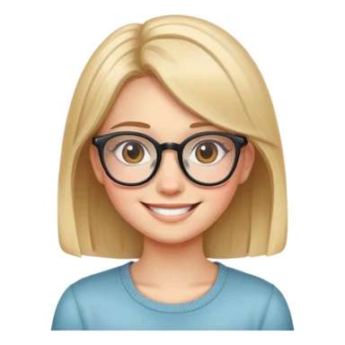 smiling girl with glasses shy sticker