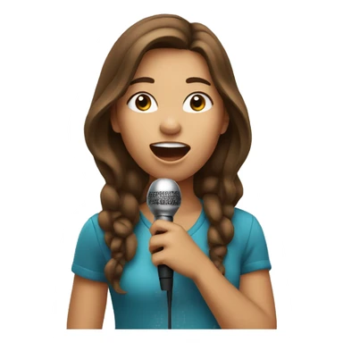 Girl with brown hair singing with microphone sticker