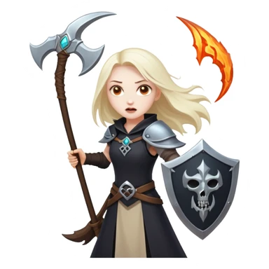 Necromancer girl with scythe and shield, beating a mage sticker