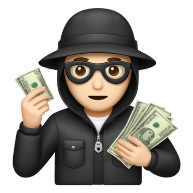 robber with money emojicreated using Al. Copy and paste robber with monev emoii to use or share on Discord and Slack. sticker