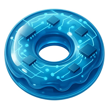donut in glossy circuit style sticker
