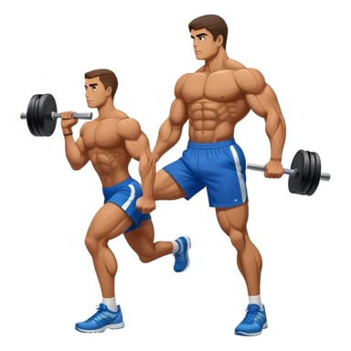 side-view bodybuilder dumbbell lunges sticker
