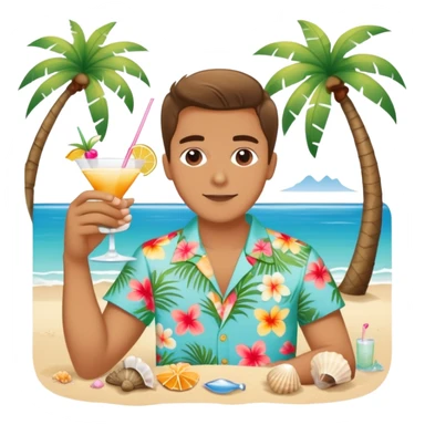 Playa, conchas, palmeras, flores, cocteles, colores pastel sticker