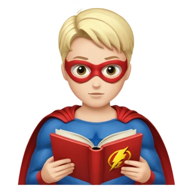 read book with Super heros sticker