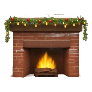 Brick Fireplace with and Christmas lights and stockings sticker