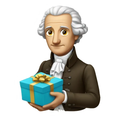 Goethe holding a present sticker
