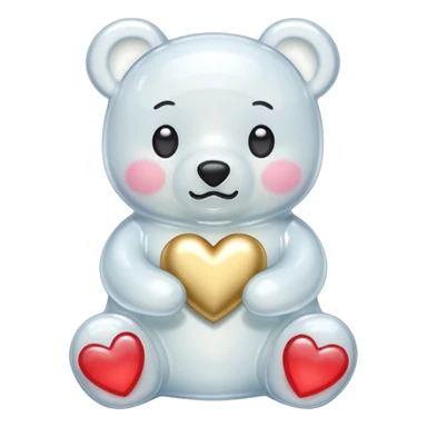 white gummy bear with gold heart kawaii  sticker